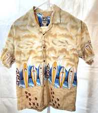 Hawaiian Camp Shirt Cruise Men's XXL Tan Cotton S/S Button Up Steve & Barry's picture