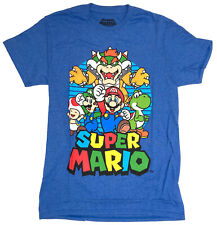 Nintendo Super Mario Group Men's Royal Blue Heather Graphic T-Shirt New picture