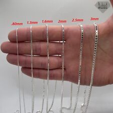 Italian Solid Sterling Silver Box Link Chain Necklace 925 Silver Chain UNISEX picture