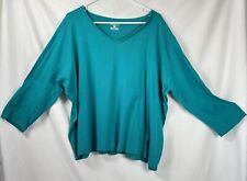 Jones New York 3X Teal Green Shirt Top V Neck 3/4 Sleeve Stretch Woman D1 picture