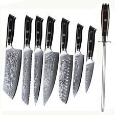 8Pcs TURWHO Kitchen Knife Sharpener Set Japanese VG10 Damascus Steel Chef Knives picture