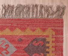 Indian Handwoven Area Jute  Rug Wool Multicolor Bohemian  Abstract Runner Rugs picture