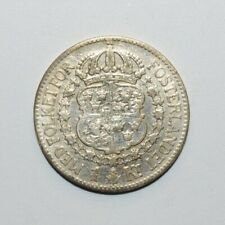 1918, 1 Corona Sweden Silver Very Low Mint Only 258k Minted Very High Value Coin picture