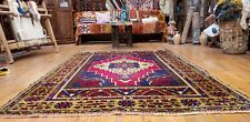Fine Antique 1930-1940's Wool Pile Natural Dye Tribal Area Rug 5'x7'8