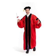 Premium Doctoral Tam Gown for Faculty Professor PhD Graduates Golden Trim Unisex picture
