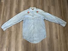 Vtg 1960s Stanforized Big Murphy Long Sleeve Button Down Top Floral Embroidered picture