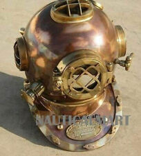 Antique Full Copper & Brass Diving Helmet Divers Helmet Us Navy Mark halloween picture