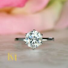 Solid 14K White Gold Moissanite Solitaire Engagement Ring 1.50 CT Round Cut VVS1 picture