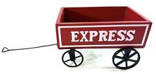 Vintage Wooden Little Red Wagon With Metal Wheels 6” Length Nurserymens Exchange picture