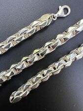 8mm 925 Sterling Silver Men Diamond Cut Rolo Hermes Link Chain Necklace Bracelet picture