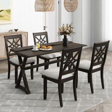 5-Piece Extendable Dining Table Set Console Table and 4 Upholstered Chair picture