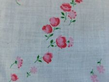 Sweet Vintage White Hankie with Pink Flowers All Over H307 picture