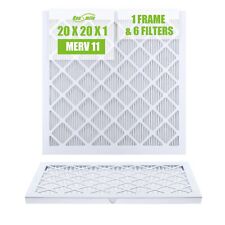 1 Frame + 6x Air Conditioner Filter Pape For Furnace Cleaner HVAC System 20x20x1 picture