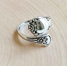 Sterling Silver Victorian Adjustable Spoon Ring Silver Spoon Ring Flower picture