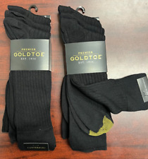 Gold Toe Men's Canterbury 6-Pair Ribbed Crew Dress Socks Black Size 6-12.5 picture