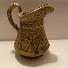 Antique Old Village WITCH HUNT Pottery Pitcher picture