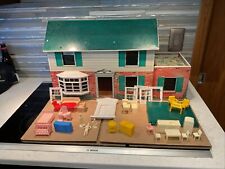 MARX Tin Litho Two Story Colonial Doll House 1960s w Furniture picture