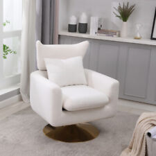 Classic Mid-Century 360-degree Swivel Accent Chair, White Teddy Fabric  picture