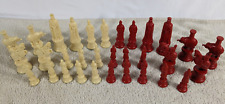Vintage Kingsway Florentine Chess Set 32 Pieces 11th Century Replica Red Ivory picture