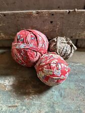 3 Antique Primitive Rag Balls  picture