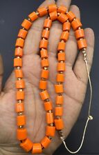 Rare Unique Limited Edition African Orange Color Bead Strand With Gold Plated Be picture