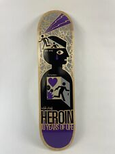 Vintage Heroin Skateboards 10 Year Anniversary Deck Bad Heart Failing Heart 7.87 picture