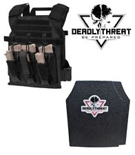 Active Shooter Black Tactical Vest Plate Carrier W/ Level III L3 Fearless Armor picture