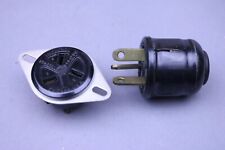 Vintage Amphenol 3 pin AC Plug and Socket with Hood M/F Pair 10A 250V 15A 125V picture