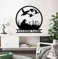 Custom Flying Mallard Duck Hunting Metal Wall Art Personalized Hunter Name Sign picture