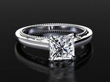 1.20Ct Princess Cut Moissanite Solitaire 925 Sterling Silver Engagement Ring picture