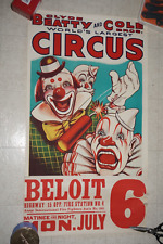 CLYDE BEATTY COLE BROS CIRCUS 37X20 CIRCUS POSTER 1960S ART CLOWN PULLING Prank picture