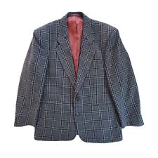 Classic Atlas Men's Size 42R Gray Blue Plaid Pure Lambswool Coat Blazer Jacket picture