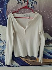 Vintage villager sport liz claiborne Ribbed Cropped Cream Sweater Womens Small picture