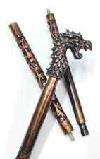 Men Unique Dragon Handle Hand Carved Cane for Women Old People Gift Collectible picture