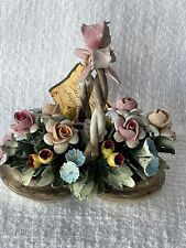 Beautiful Vintage  Mollica Napoli Italy Floral Basket Porcelain 5