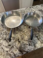 Vintage Revere Ware Copper Bottom Frying Pan Set of 2 Skillet Stainless Steel picture