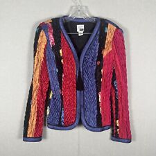 Vintage 80s Jeanne Marc Collection Patchwork Quilted Zip Up Jacket Size Large 16 picture