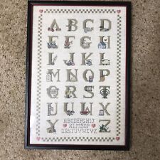 Vintage Handmade Cross Stitch Sampler ABC Alphabet Country Farmhouse 12 x 16” picture