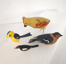 Vintage Miniature Bird Pin Folk Art Painted Sweden Japan Lot of 4 Wood picture