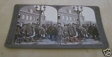WW1 STEREOVIEW SEAFORTH HIGHLANDERS & GURKHAS AT TOWN WATER PUMP FLANDERS TOWN picture