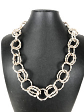 Chunky Twisted Wire Artisan Large Link Sterling Silver Statement Necklace 24.5