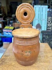 Antique Treenware Hanging Salt Box Wall Hanging Country Primitive Barrel picture
