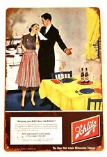 Schlitz Beer Tin Sign Poster Vintage Style Wife Burns Dinner Ad Man Cave Bar XZ picture