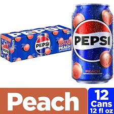 Pepsi Peach -Pepsi Cola Soda Pop Peach Limited Edition 12 fl oz 12 cans- PRESALE picture