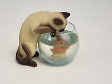 Vintage SIAMESE CAT WITH PAW in Fishbowl Goldfish Fish Bowl 4
