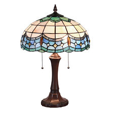 Lamp Tiffany Victorian Style Table Stained Glass Vintage Shade Light Desk Blue picture