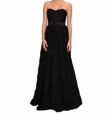 Adrianna Papell Black Pleat Bodice Rosette Black Gown Ballgown Strapless Size 4 picture