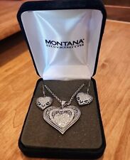 Montana Silversmiths Silver Engraved Triple Heart Jewelry Set W/Box picture