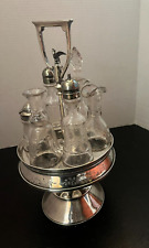 Antique Wilcox Silverplate (Bird Finial) Cruet Set w/6 Condiments Bottles #551 picture