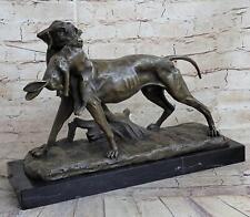 Hot Cast Bronze Sculpture of Hunting Dog Retriever with Rabbit in Mouth picture